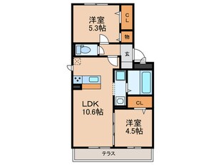 ﾌﾟﾗｰｼﾞｭsakigakeの物件間取画像